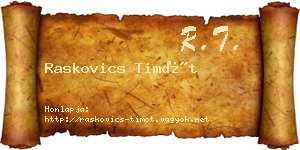 Raskovics Timót névjegykártya